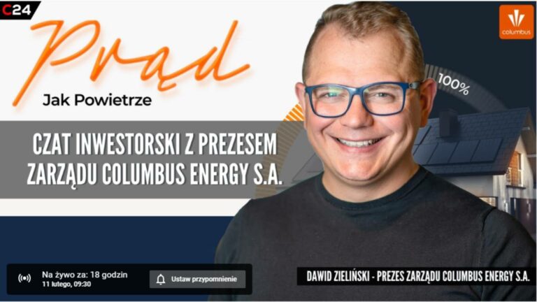 Columbus Energy: prezes Dawid Zieliński gościem czatu inwestorskiego Comparic24.tv